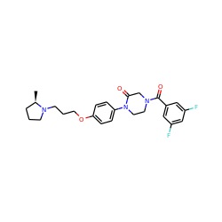 C[C@@H]1CCCN1CCCOc1ccc(N2CCN(C(=O)c3cc(F)cc(F)c3)CC2=O)cc1 ZINC000028870297