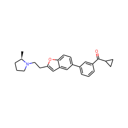 C[C@@H]1CCCN1CCc1cc2cc(-c3cccc(C(=O)C4CC4)c3)ccc2o1 ZINC000013606781