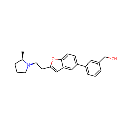 C[C@@H]1CCCN1CCc1cc2cc(-c3cccc(CO)c3)ccc2o1 ZINC000013606778