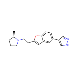 C[C@@H]1CCCN1CCc1cc2cc(-c3cn[nH]c3)ccc2o1 ZINC000043201042