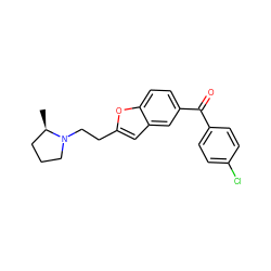 C[C@@H]1CCCN1CCc1cc2cc(C(=O)c3ccc(Cl)cc3)ccc2o1 ZINC000013606755