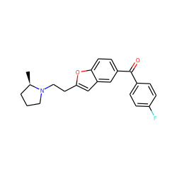 C[C@@H]1CCCN1CCc1cc2cc(C(=O)c3ccc(F)cc3)ccc2o1 ZINC000003818810