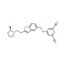 C[C@@H]1CCCN1CCc1cc2cc(CNc3cc(C#N)nc(C#N)c3)ccc2o1 ZINC000013674360