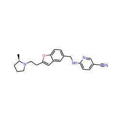 C[C@@H]1CCCN1CCc1cc2cc(CNc3ccc(C#N)cn3)ccc2o1 ZINC000013674364