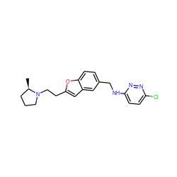 C[C@@H]1CCCN1CCc1cc2cc(CNc3ccc(Cl)nn3)ccc2o1 ZINC000013674340