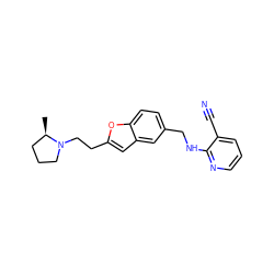 C[C@@H]1CCCN1CCc1cc2cc(CNc3ncccc3C#N)ccc2o1 ZINC000013674362