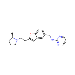 C[C@@H]1CCCN1CCc1cc2cc(CNc3ncccn3)ccc2o1 ZINC000013674351