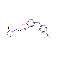 C[C@@H]1CCCN1CCc1cc2cc(Nc3ccc(C(F)(F)F)cn3)ccc2o1 ZINC000013674387