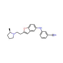 C[C@@H]1CCCN1CCc1cc2cc(Nc3cccc(C#N)c3)ccc2o1 ZINC000013674372