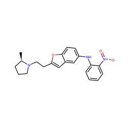 C[C@@H]1CCCN1CCc1cc2cc(Nc3ccccc3[N+](=O)[O-])ccc2o1 ZINC000013674368