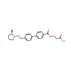 C[C@@H]1CCCN1CCc1ccc(-c2ccc(C(=O)NCCC(=O)O)cc2)cc1 ZINC000144782488