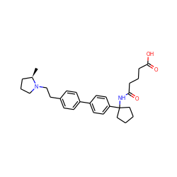 C[C@@H]1CCCN1CCc1ccc(-c2ccc(C3(NC(=O)CCCC(=O)O)CCCC3)cc2)cc1 ZINC000299852161