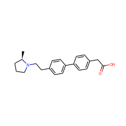 C[C@@H]1CCCN1CCc1ccc(-c2ccc(CC(=O)O)cc2)cc1 ZINC000144802694