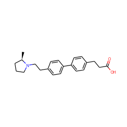 C[C@@H]1CCCN1CCc1ccc(-c2ccc(CCC(=O)O)cc2)cc1 ZINC000144754505