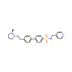 C[C@@H]1CCCN1CCc1ccc(-c2ccc(S(=O)(=O)NCc3ccncc3)cc2)cc1 ZINC000043022820