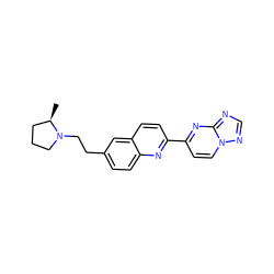 C[C@@H]1CCCN1CCc1ccc2nc(-c3ccn4ncnc4n3)ccc2c1 ZINC000035858532