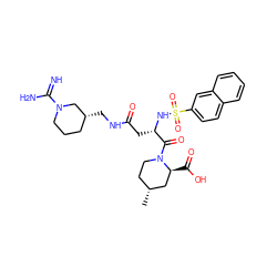 C[C@@H]1CCN(C(=O)[C@H](CC(=O)NC[C@@H]2CCCN(C(=N)N)C2)NS(=O)(=O)c2ccc3ccccc3c2)[C@@H](C(=O)O)C1 ZINC000027307653