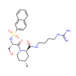 C[C@@H]1CCN(C(=O)[C@H](CO)NS(=O)(=O)c2ccc3ccccc3c2)[C@@H](C(=O)NCCCCNC(=N)N)C1 ZINC000003807285