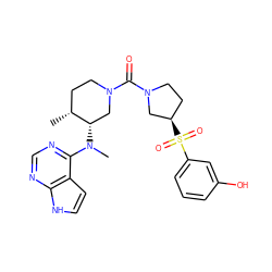 C[C@@H]1CCN(C(=O)N2CC[C@@H](S(=O)(=O)c3cccc(O)c3)C2)C[C@@H]1N(C)c1ncnc2[nH]ccc12 ZINC001772645984