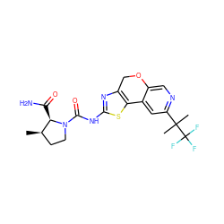 C[C@@H]1CCN(C(=O)Nc2nc3c(s2)-c2cc(C(C)(C)C(F)(F)F)ncc2OC3)[C@@H]1C(N)=O ZINC000145020228