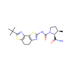 C[C@@H]1CCN(C(=O)Nc2nc3c(s2)-c2nc(C(C)(C)C)sc2CC3)[C@@H]1C(N)=O ZINC000144981565