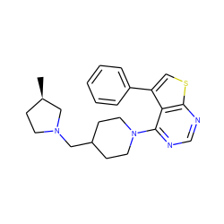 C[C@@H]1CCN(CC2CCN(c3ncnc4scc(-c5ccccc5)c34)CC2)C1 ZINC000146347522