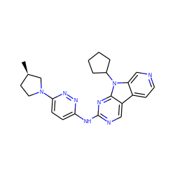 C[C@@H]1CCN(c2ccc(Nc3ncc4c5ccncc5n(C5CCCC5)c4n3)nn2)C1 ZINC000169706709