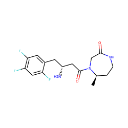 C[C@@H]1CCNC(=O)CN1C(=O)C[C@H](N)Cc1cc(F)c(F)cc1F ZINC000003949275