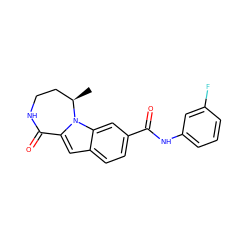 C[C@@H]1CCNC(=O)c2cc3ccc(C(=O)Nc4cccc(F)c4)cc3n21 ZINC000147719920