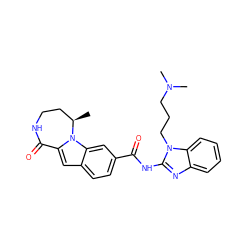 C[C@@H]1CCNC(=O)c2cc3ccc(C(=O)Nc4nc5ccccc5n4CCCN(C)C)cc3n21 ZINC000082158487