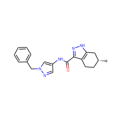 C[C@@H]1CCc2c(C(=O)Nc3cnn(Cc4ccccc4)c3)n[nH]c2C1 ZINC000143885500