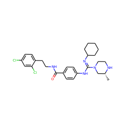 C[C@@H]1CN(/C(=N\C2CCCCC2)Nc2ccc(C(=O)NCCc3ccc(Cl)cc3Cl)cc2)CCN1 ZINC000013581442