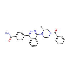 C[C@@H]1CN(C(=O)c2ccccc2)CCN1c1nnc(-c2ccc(C(N)=O)cc2)c2ccccc12 ZINC000058538152