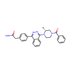 C[C@@H]1CN(C(=O)c2ccccc2)CCN1c1nnc(-c2ccc(CC(N)=O)cc2)c2ccccc12 ZINC000058534876