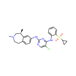 C[C@@H]1CN(C)CCc2ccc(Nc3ncc(Cl)c(Nc4ccccc4S(=O)(=O)C4CC4)n3)cc21 ZINC000169345261