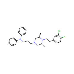 C[C@@H]1CN(CCCN(c2ccccc2)c2ccccc2)C[C@@H](C)N1CCc1ccc(Cl)c(Cl)c1 ZINC000026578013