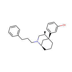 C[C@@H]1CN(CCCc2ccccc2)[C@@H]2CCC[C@]1(c1cccc(O)c1)C2 ZINC000103292749