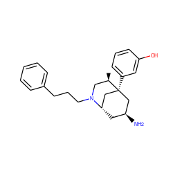 C[C@@H]1CN(CCCc2ccccc2)[C@H]2C[C@H](N)C[C@@]1(c1cccc(O)c1)C2 ZINC000253637758