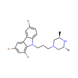 C[C@@H]1CN(CCCn2c3ccc(Br)cc3c3cc(Br)cc(Br)c32)C[C@@H](C)N1 ZINC000026577733