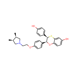 C[C@@H]1CN(CCOc2ccc([C@@H]3Oc4ccc(O)cc4S[C@@H]3c3ccc(O)cc3)cc2)C[C@@H]1C ZINC000012501373