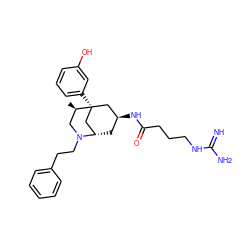 C[C@@H]1CN(CCc2ccccc2)[C@H]2C[C@H](NC(=O)CCCNC(=N)N)C[C@@]1(c1cccc(O)c1)C2 ZINC000261193319