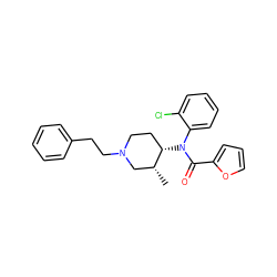 C[C@@H]1CN(CCc2ccccc2)CC[C@@H]1N(C(=O)c1ccco1)c1ccccc1Cl ZINC000026729083