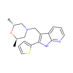 C[C@@H]1CN(Cc2c(-c3cccs3)[nH]c3ncccc23)C[C@@H](C)O1 ZINC000019497546