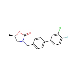 C[C@@H]1CN(Cc2ccc(-c3ccc(F)c(Cl)c3)cc2)C(=O)O1 ZINC000040420364