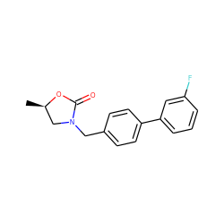 C[C@@H]1CN(Cc2ccc(-c3cccc(F)c3)cc2)C(=O)O1 ZINC000040409940