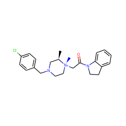 C[C@@H]1CN(Cc2ccc(Cl)cc2)CC[N@@+]1(C)CC(=O)N1CCc2ccccc21 ZINC000261117750