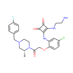 C[C@@H]1CN(Cc2ccc(F)cc2)CCN1C(=O)COc1ccc(Cl)cc1Nc1c(NCCN)c(=O)c1=O ZINC000101127153