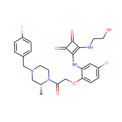 C[C@@H]1CN(Cc2ccc(F)cc2)CCN1C(=O)COc1ccc(Cl)cc1Nc1c(NCCO)c(=O)c1=O ZINC000101090300