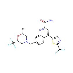 C[C@@H]1CN(Cc2ccc3c(-c4cnc(C(F)F)s4)cc(C(N)=O)nc3c2)C[C@H](C(F)(F)F)O1 ZINC000221620430