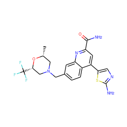 C[C@@H]1CN(Cc2ccc3c(-c4cnc(N)s4)cc(C(N)=O)nc3c2)C[C@H](C(F)(F)F)O1 ZINC000221610503